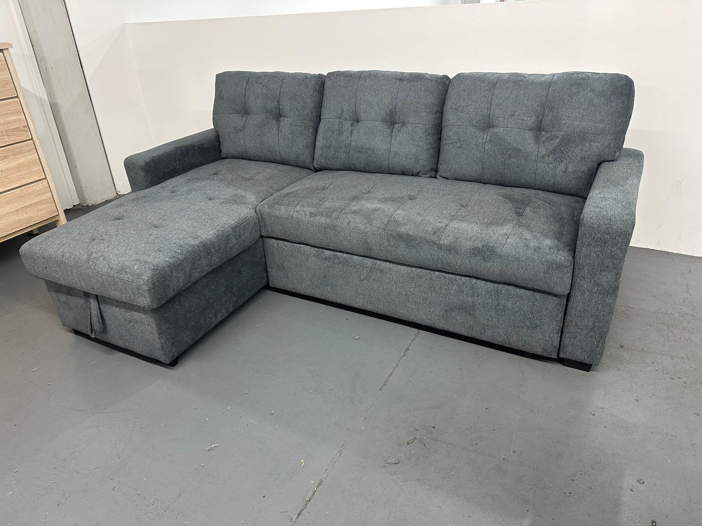 Oslo Reversible Pull-Out Sofa Bed with Storage – Charcoal Grey