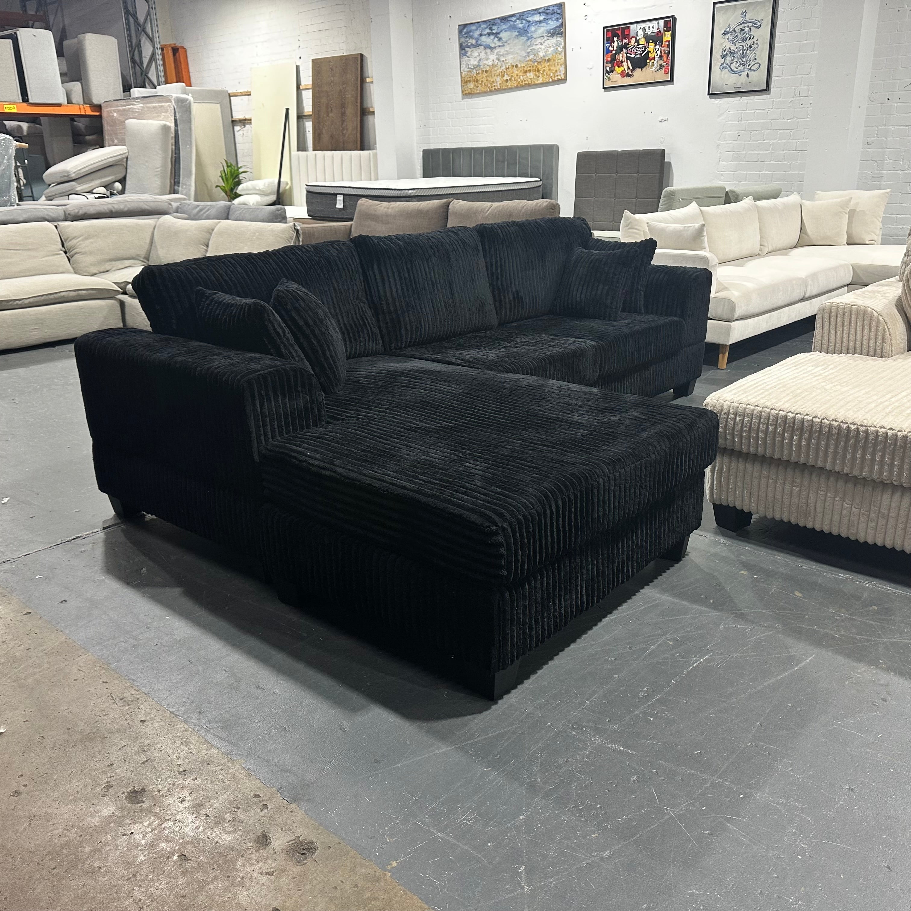 Luxury Corduroy L shape sofa. Reversible chaise