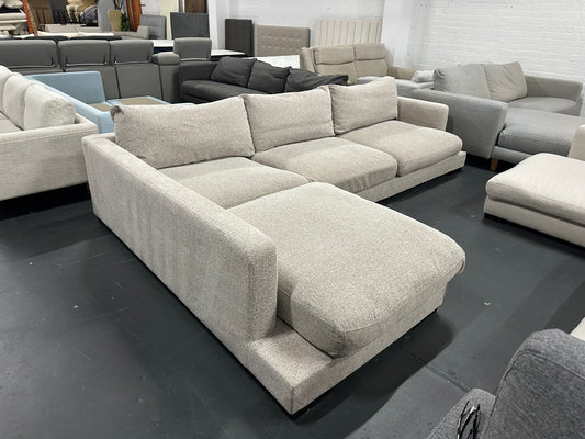 Massive deep seats Beige Color L shape. Feather filled cushions for ultimate comfort