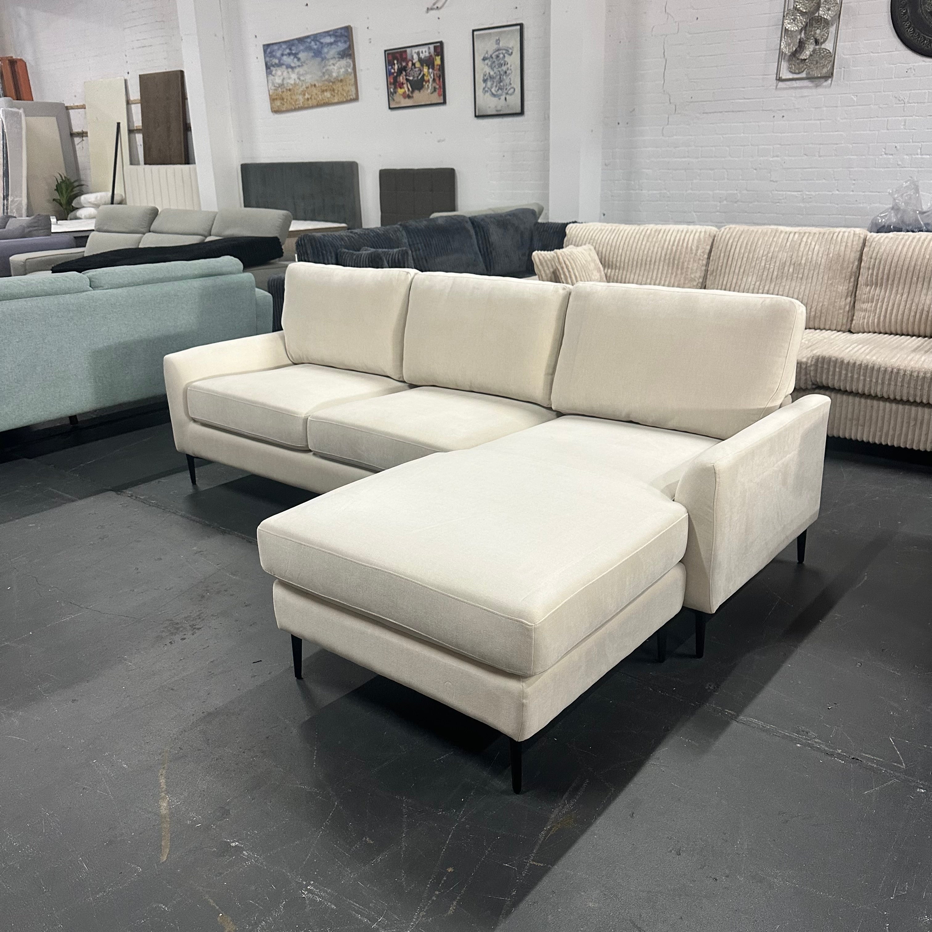 Aida Reversible Chaise Sofa – Cream
