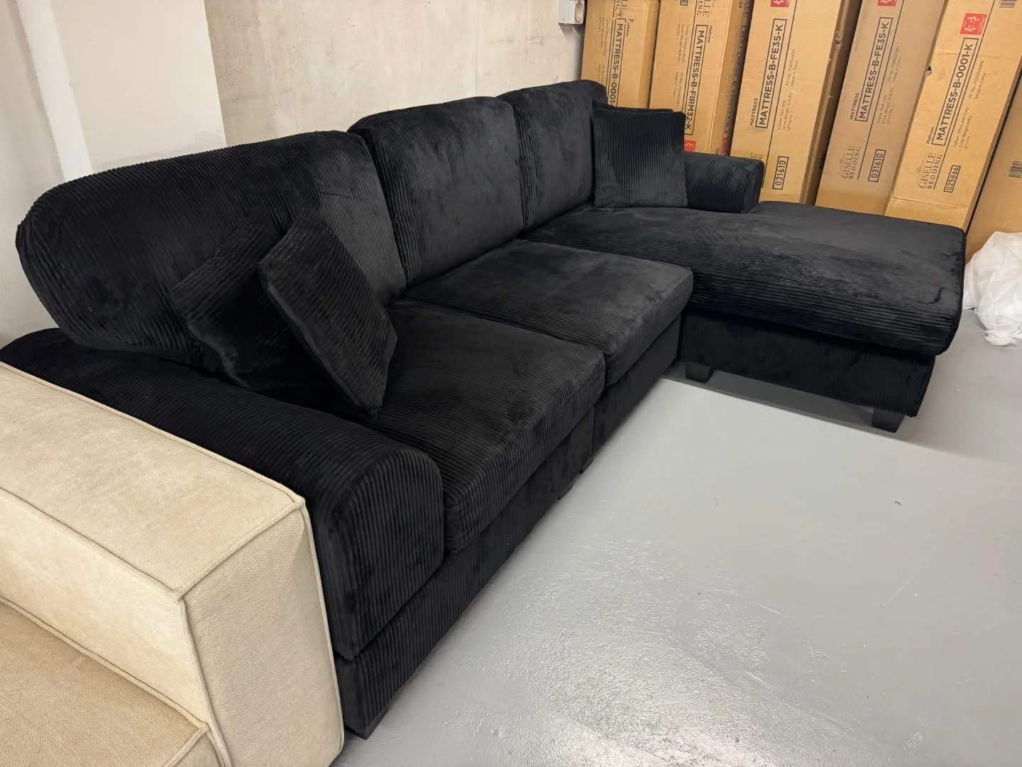 Noosa Reversible chaise corduroy sofa. Removable and washable covers
