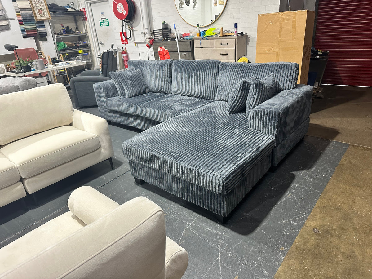 Noosa Reversible chaise corduroy L shape sofa. Removable and washable covers