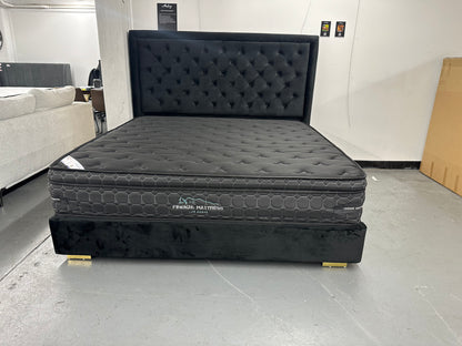 Beautiful black velvet bed frame and mattress set