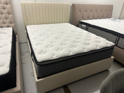 Beautiful boucle fabric queen bed frame and 34cm Mattress