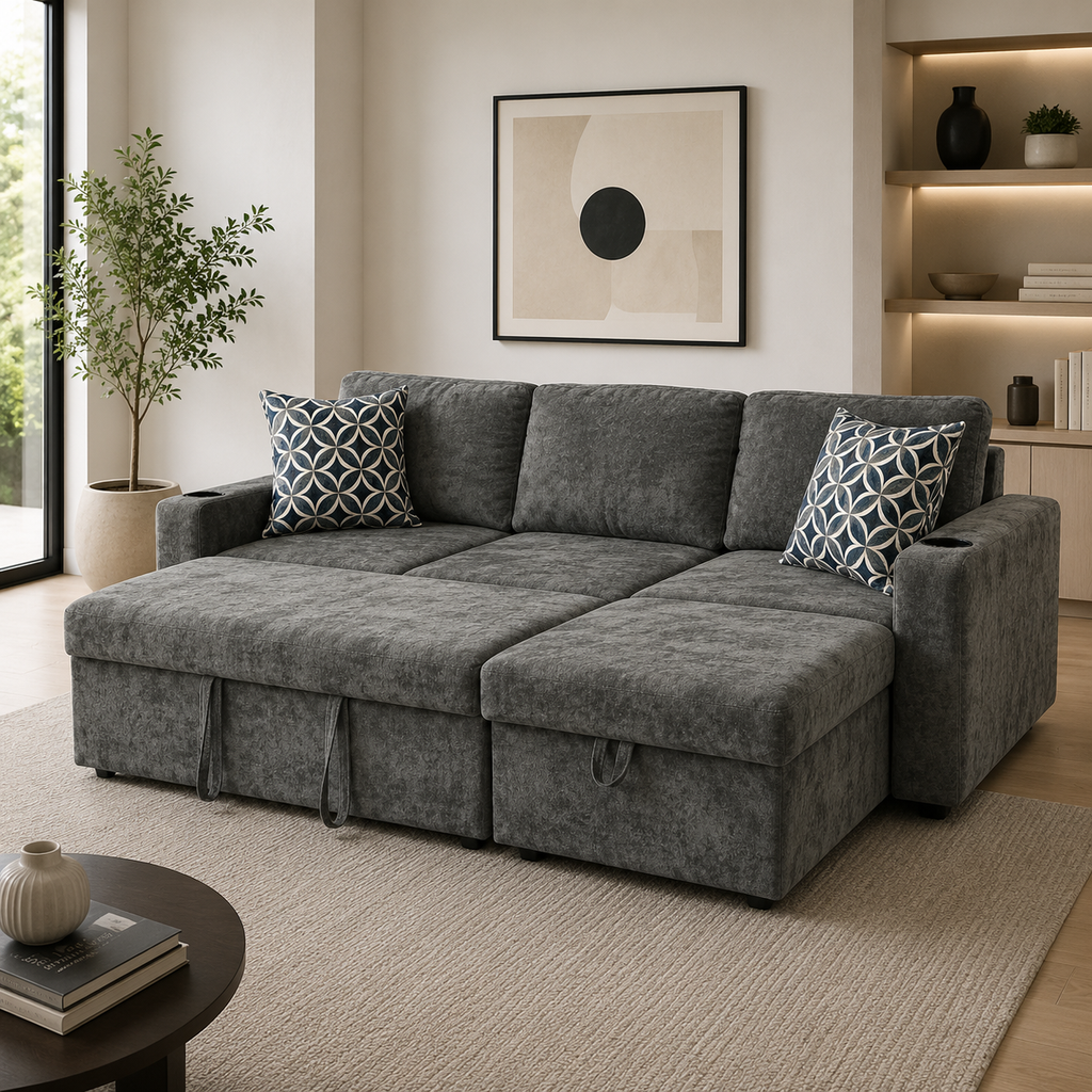 Lisa Sofa Bed, Dark grey/ Charcoal color