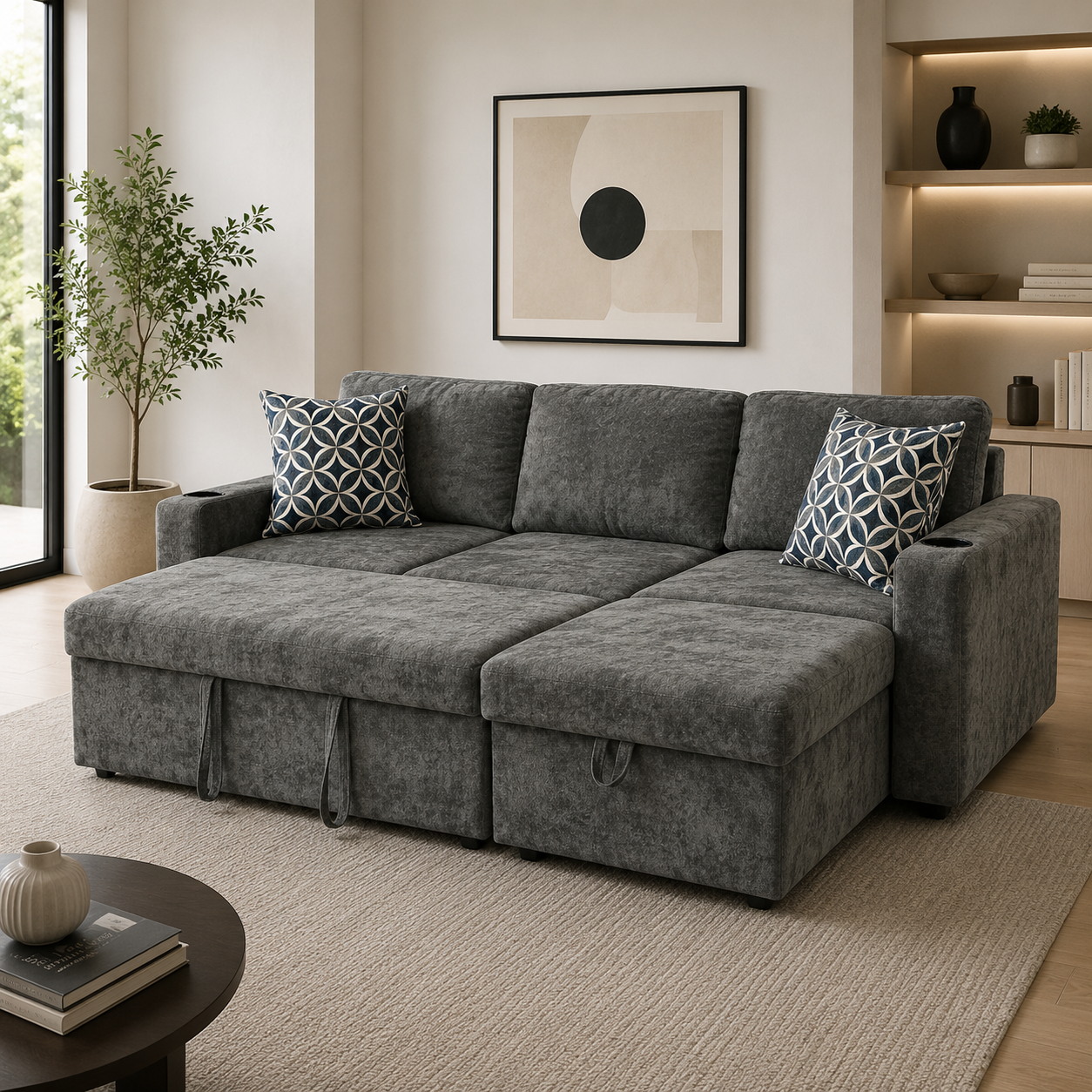 Lisa Sofa Bed, Dark grey/ Charcoal color