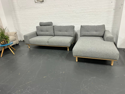 OZ Design L Shape Sofa – Grey | Excellent Condition | Steam Cleaned
