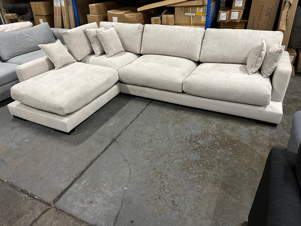L-Shape Chaise Sofa with Pocket Spring, Foam & Feather Cushions