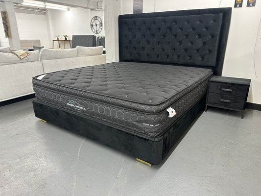 Beautiful black velvet bed frame and mattress set