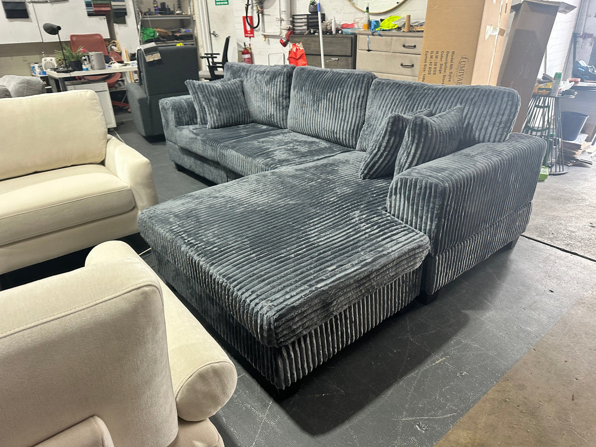 Noosa Reversible chaise corduroy L shape sofa. Removable and washable covers