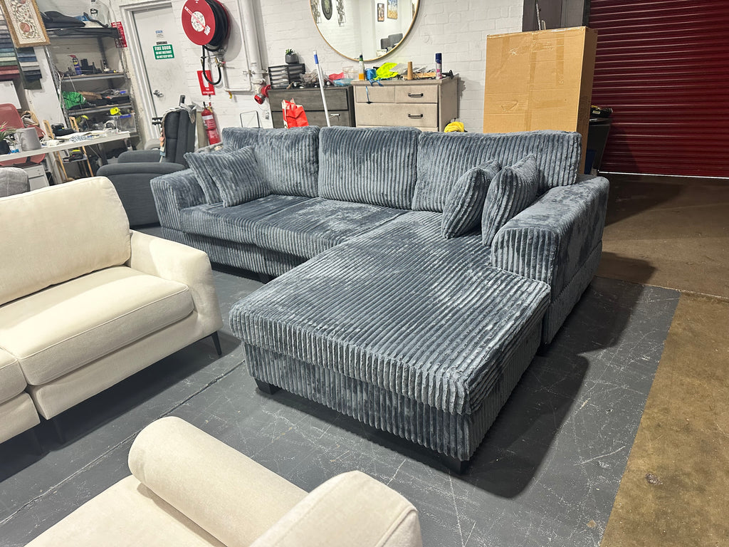 Noosa Reversible chaise corduroy L shape sofa. Removable and washable covers