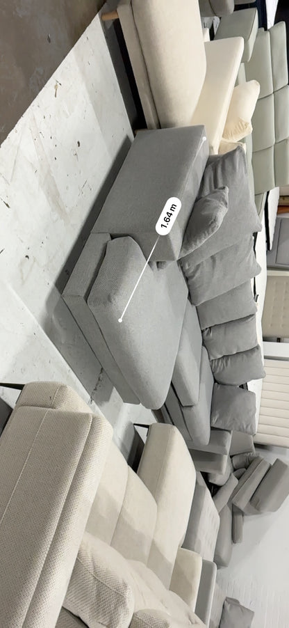 Domayne Furnitue  L-Shape Chaise Sofa – Beautiful light grey  color  | Professionally Cleaned