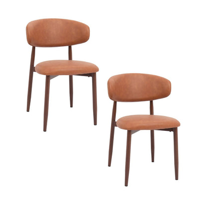 Luca Mid-Century Leather Dining Chair – Tan Brown