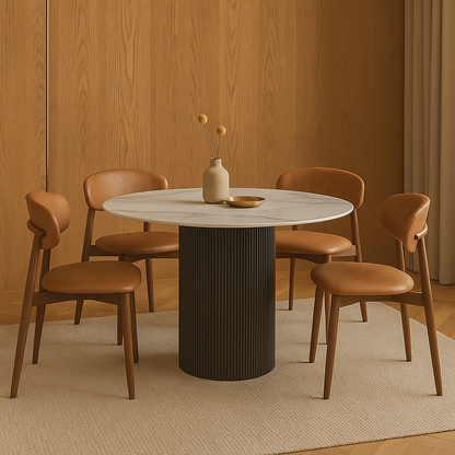 Luca Mid-Century Leather Dining Chair – Tan Brown