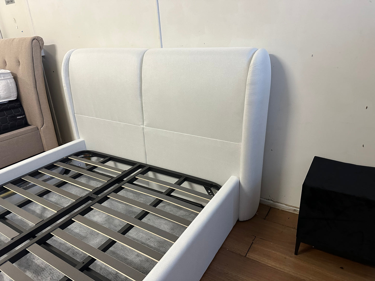 Stylish white bed frame with 34 cm cool gel memory mattress