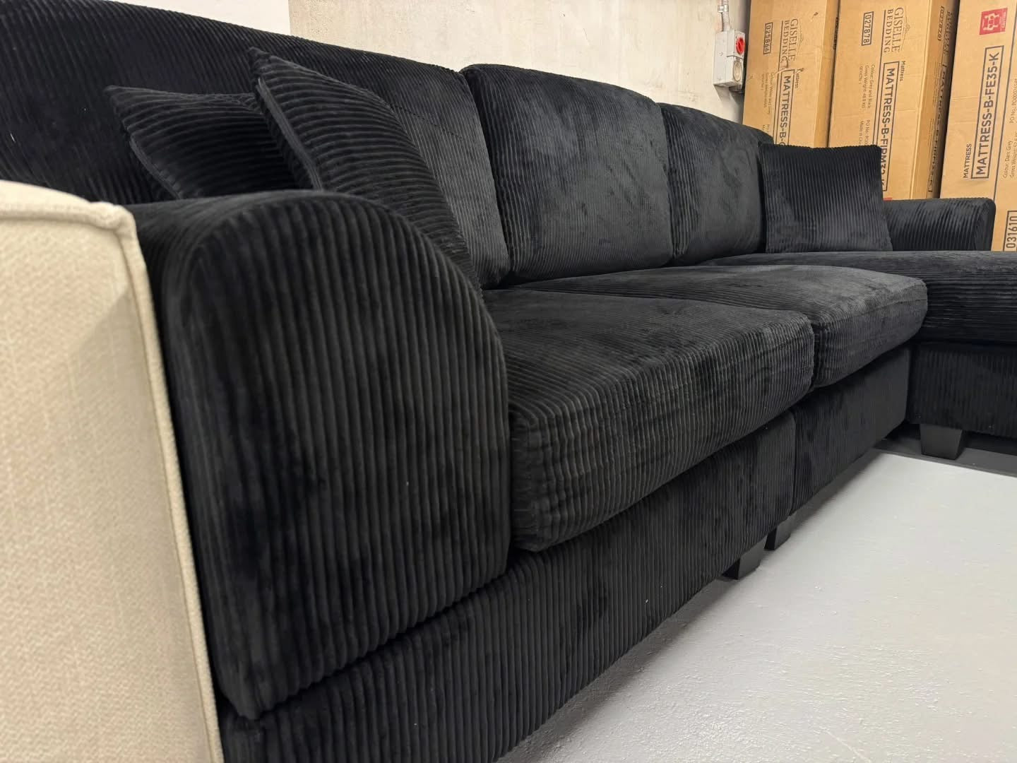 Noosa Reversible chaise corduroy sofa. Removable and washable covers