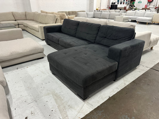 Fantastic Furniture L-Shape Chaise Sofa – Beautiful charcoal color  | Professionally Cleaned