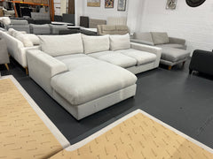 🛋️ Premium Large L-Shape Sofa – 6 to 7 Seater | Light Grey | As New Condition