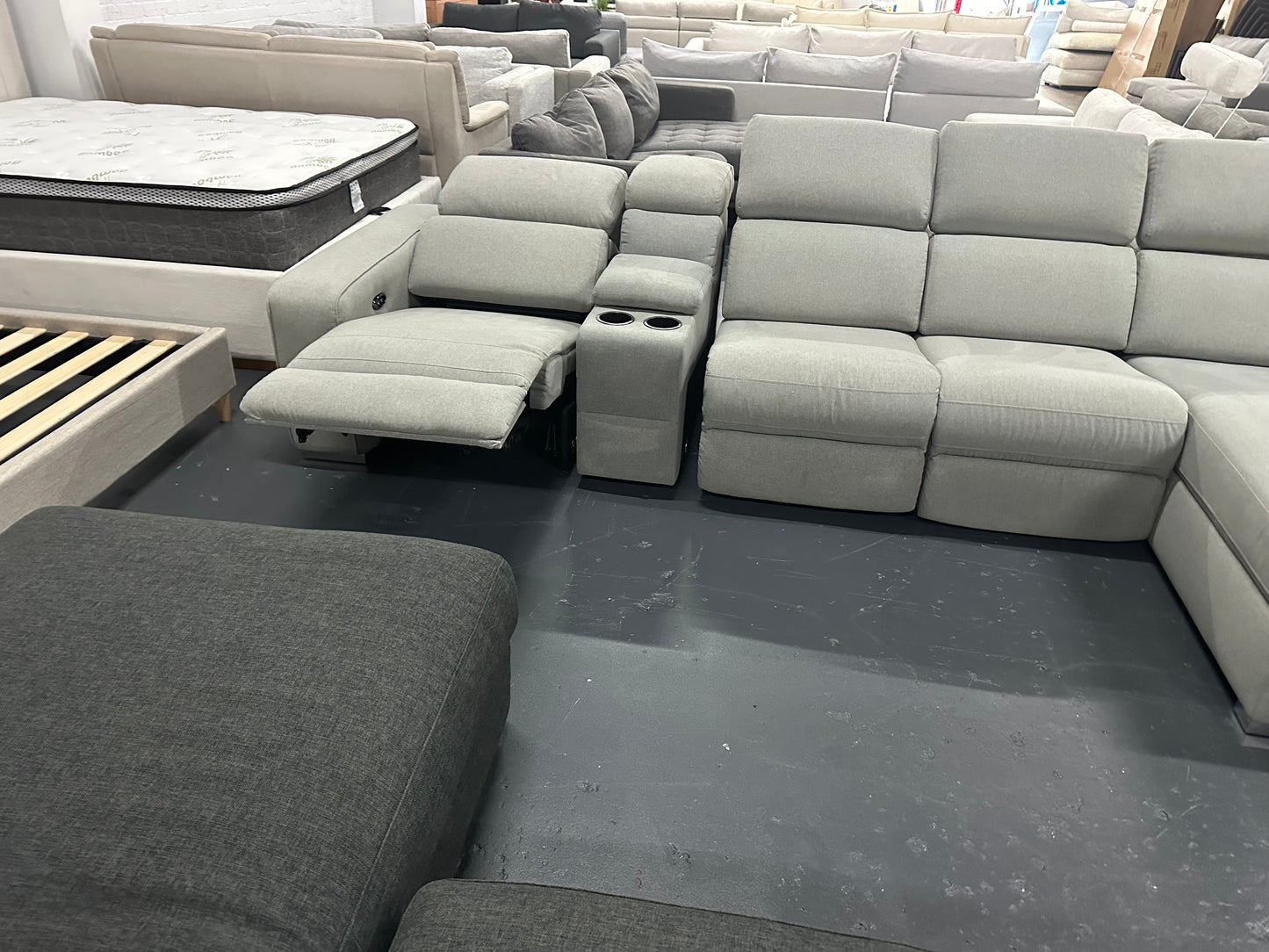 🔥 NICK SCALI L-SHAPE SOFA WITH ADJUSTABLE HEADREST! WITH 1 ELECTRIC RECLINER AND CUPHOLDERS! DELIVERY AVAILABLE 🔥