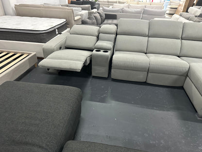 🔥 NICK SCALI L-SHAPE SOFA WITH ADJUSTABLE HEADREST! WITH 1 ELECTRIC RECLINER AND CUPHOLDERS! DELIVERY AVAILABLE 🔥