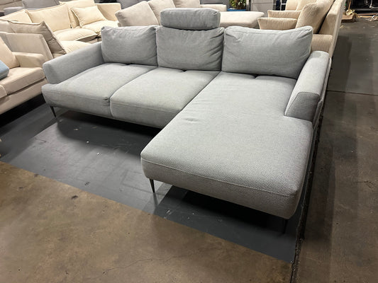 🔥 BROSA LUXURY L-SHAPE SOFA – LIGHT GREY WITH ADJUSTABLE BACKREST 🔥