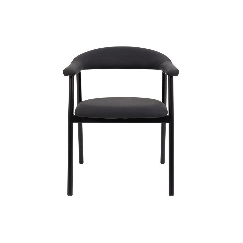 Noir Contemporary Dining Chair – Black Faux Leather & Metal Frame
