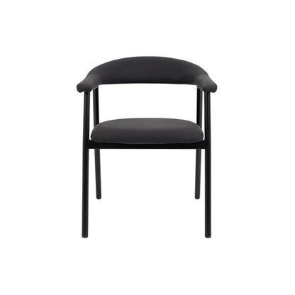 Noir Contemporary Dining Chair – Black Faux Leather & Metal Frame