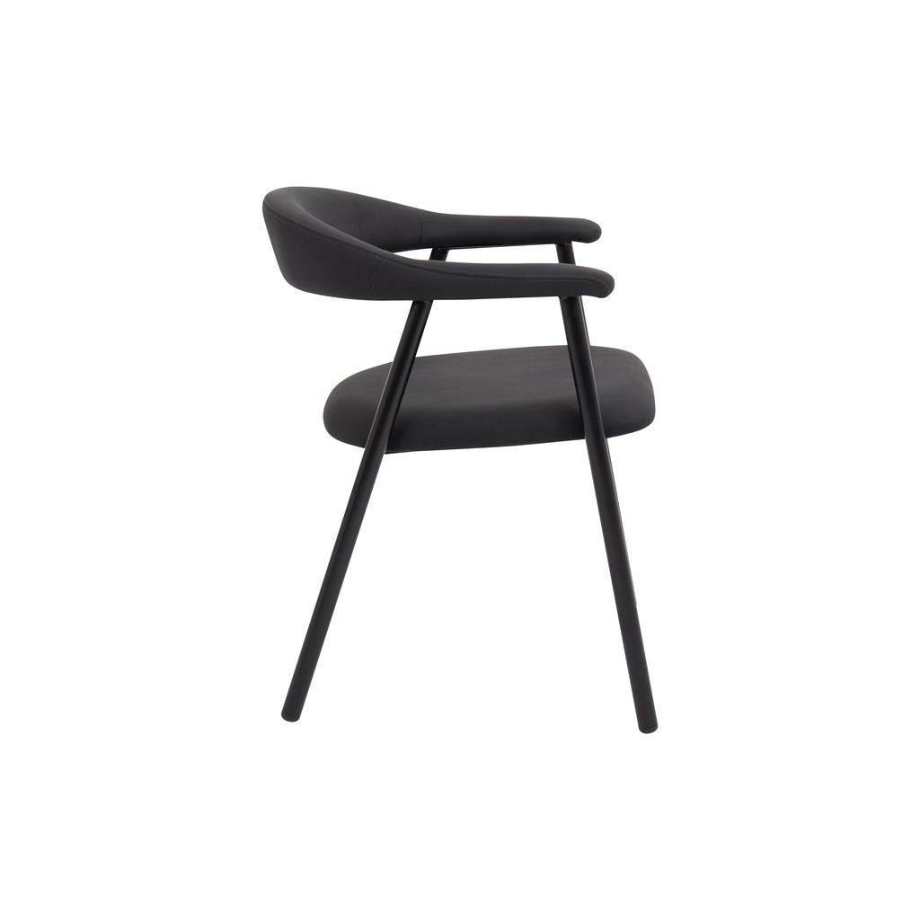 Noir Contemporary Dining Chair – Black Faux Leather & Metal Frame