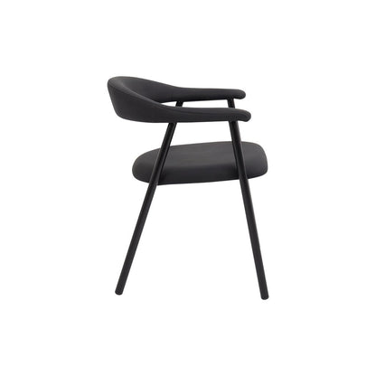 Noir Contemporary Dining Chair – Black Faux Leather & Metal Frame