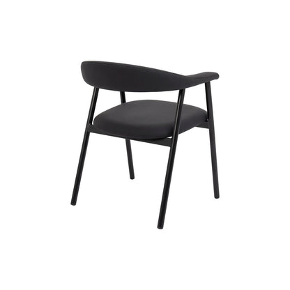 Noir Contemporary Dining Chair – Black Faux Leather & Metal Frame