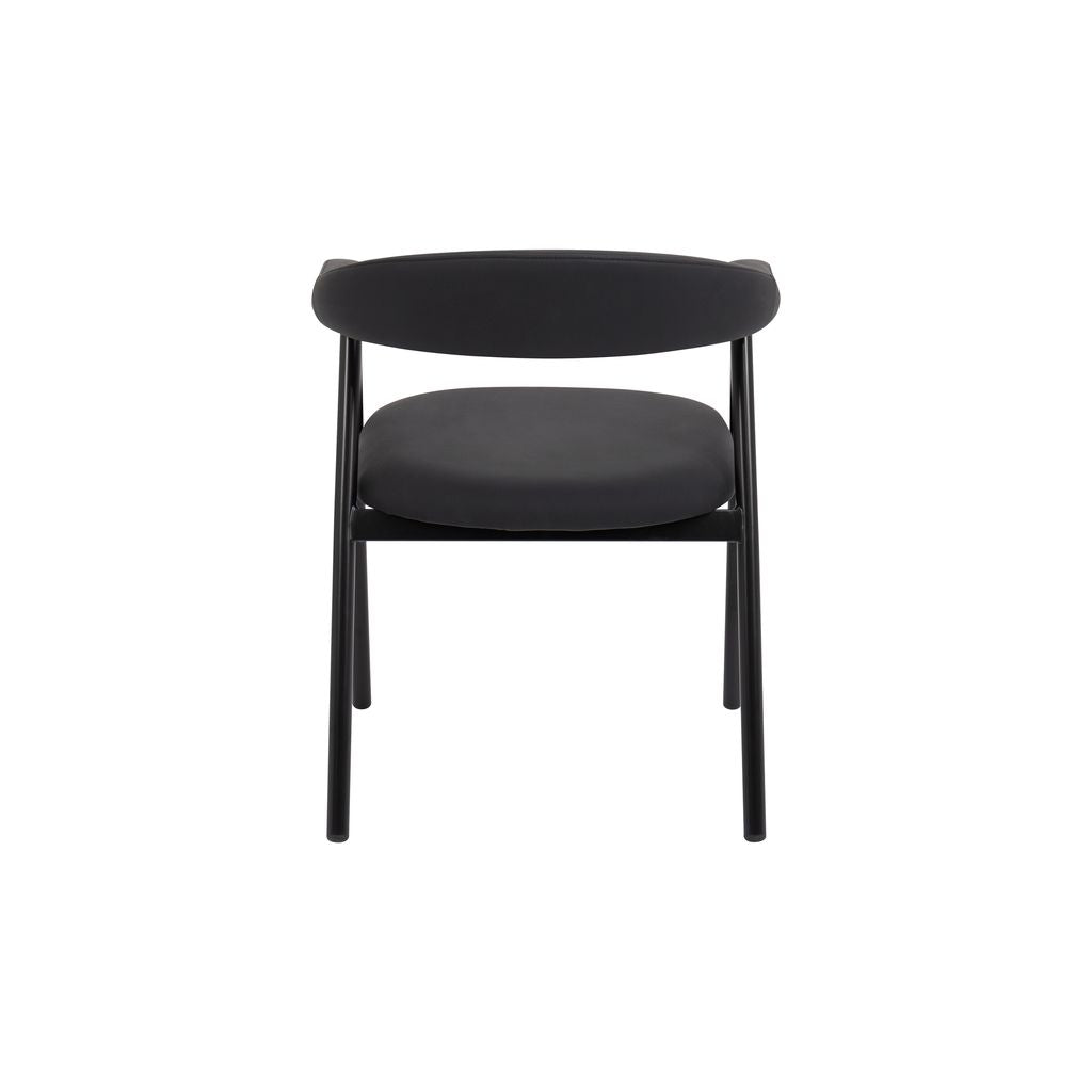 Noir Contemporary Dining Chair – Black Faux Leather & Metal Frame