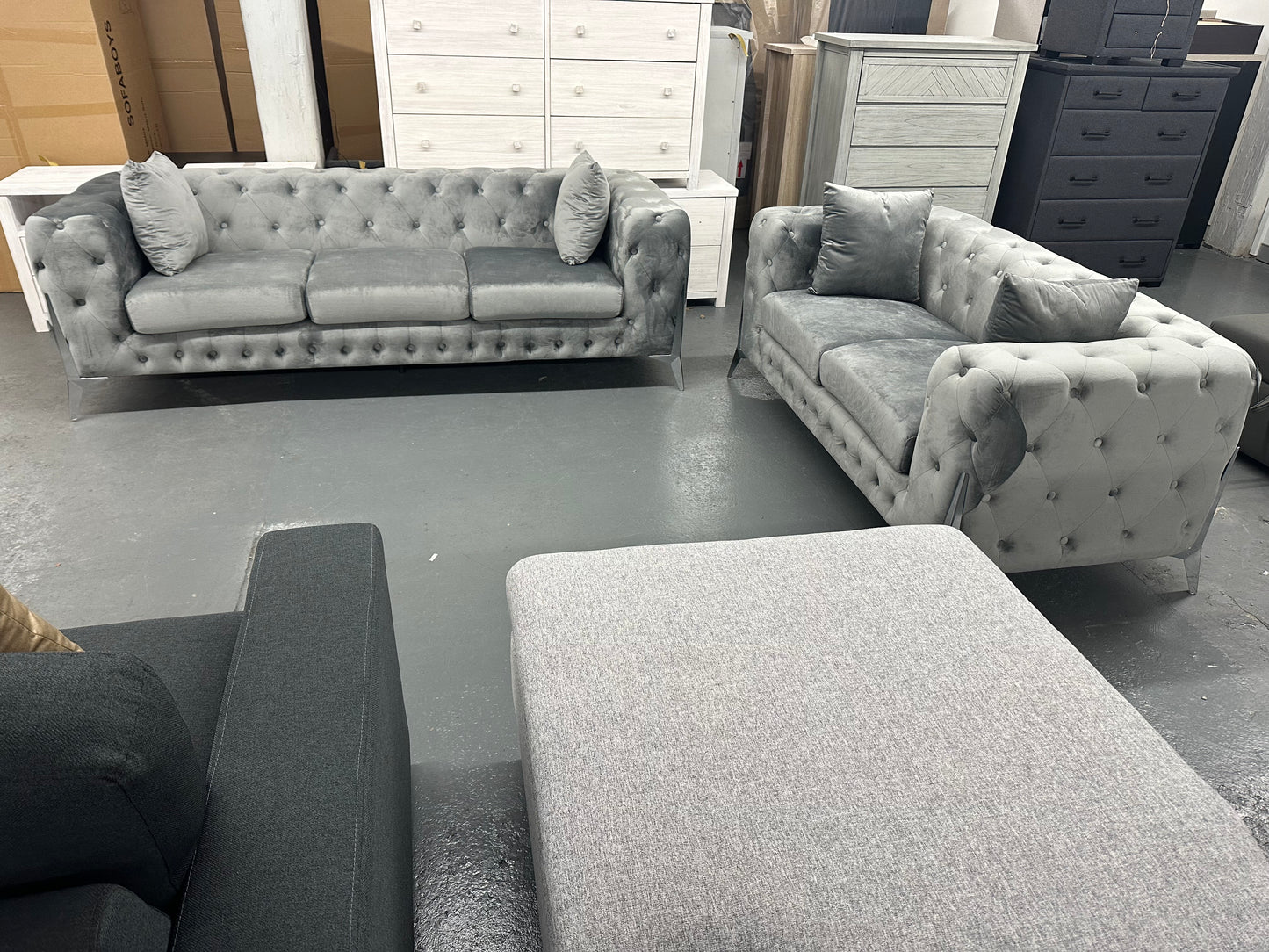 ✨ Chesterfield Velvet Sofa Set – Luxury 3 + 2 Seater Lounge Suite ✨