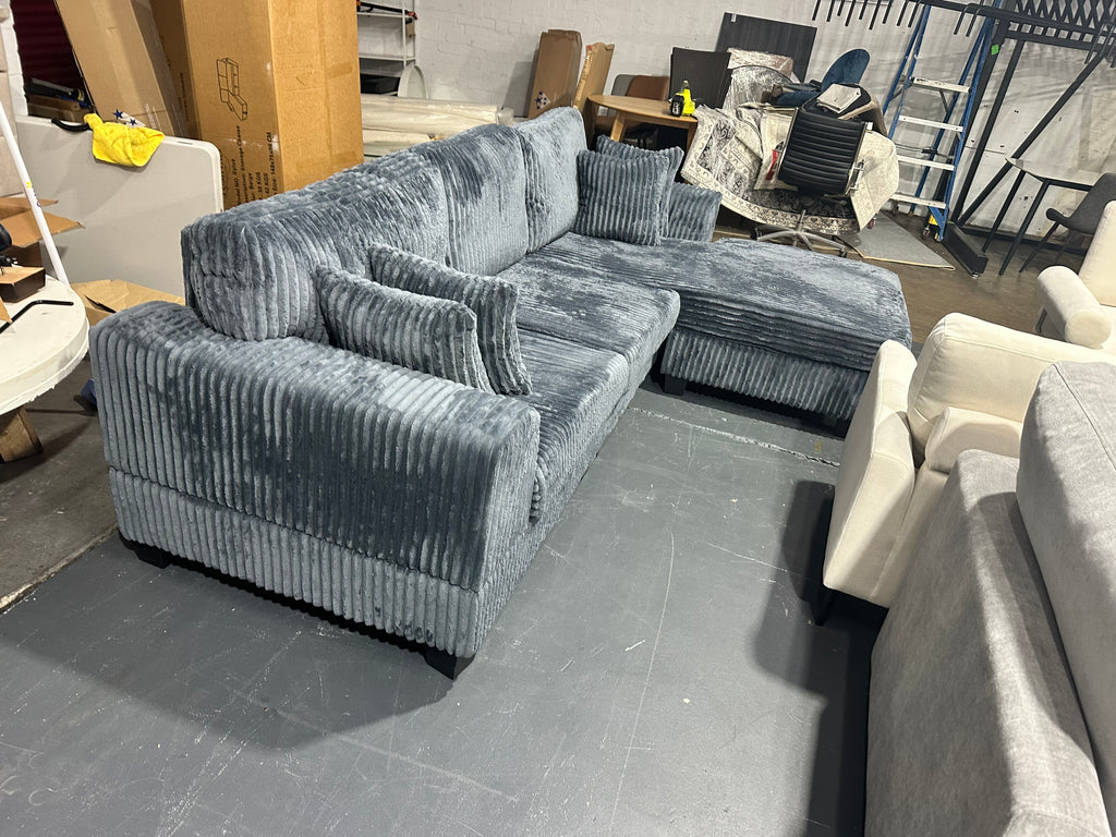 Noosa Reversible chaise corduroy L shape sofa. Removable and washable covers