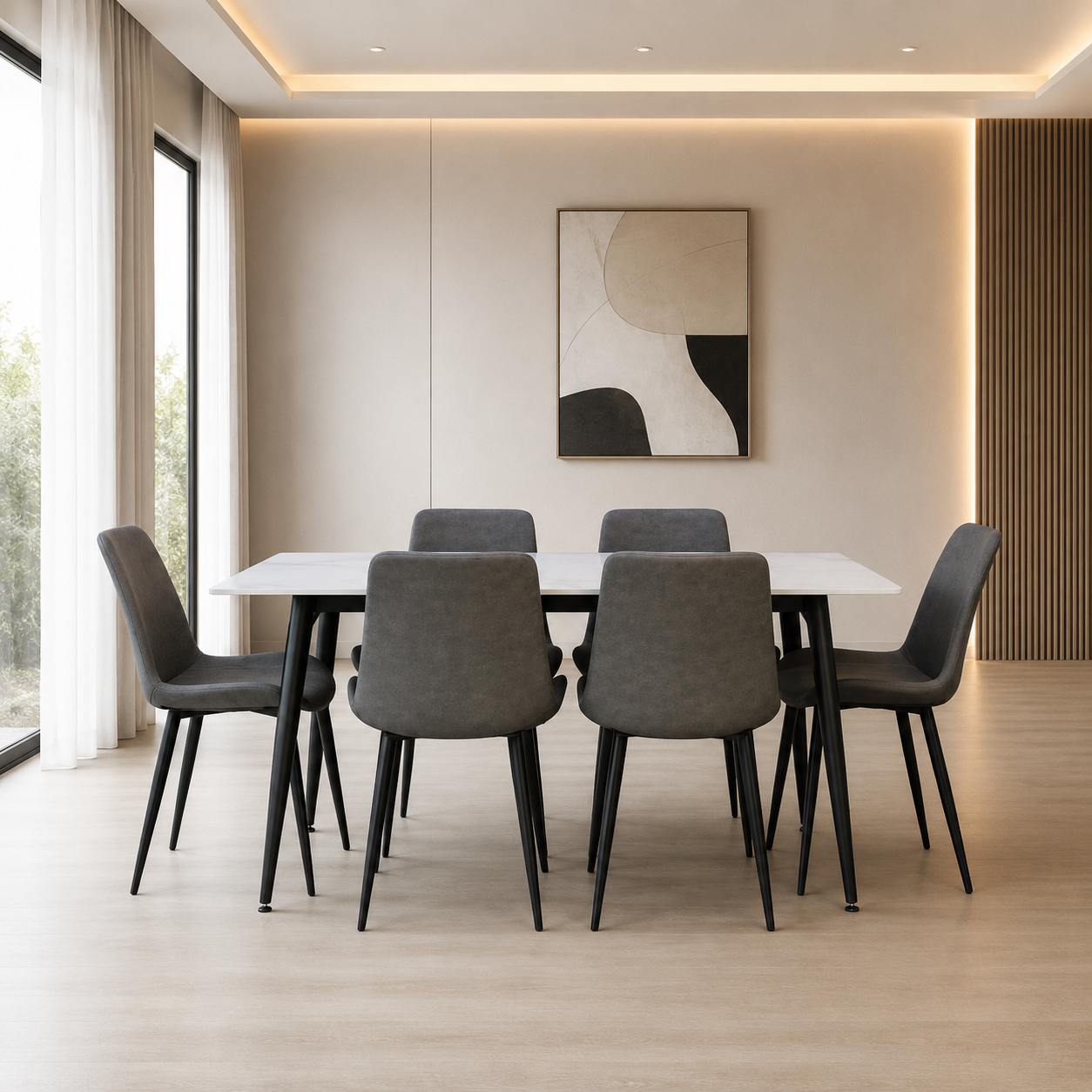 Vito 7PC Dining Set with Grey Zurich Chairs