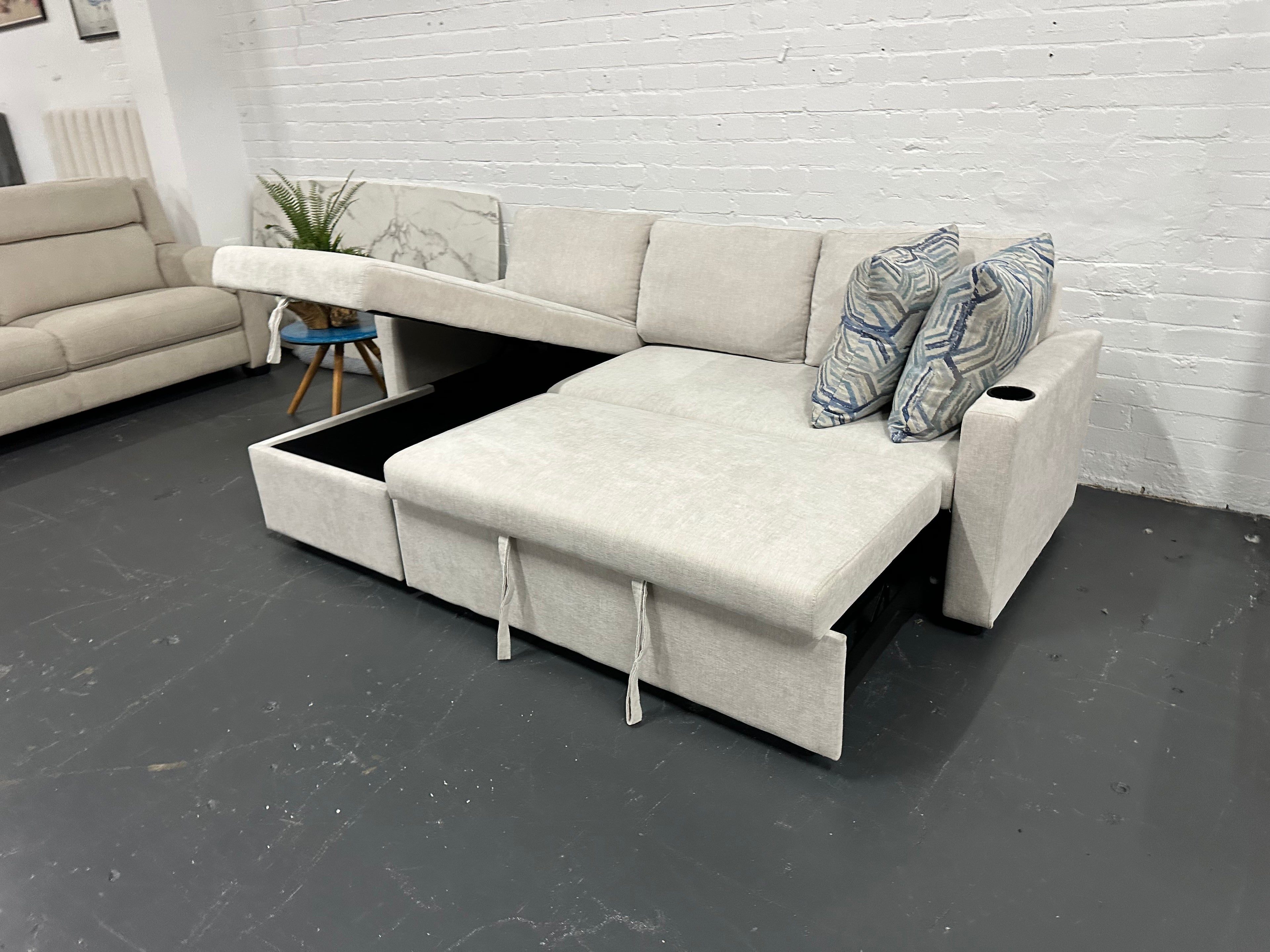 Lisa Sofa Bed with Storage (Very light grey/ Cream)