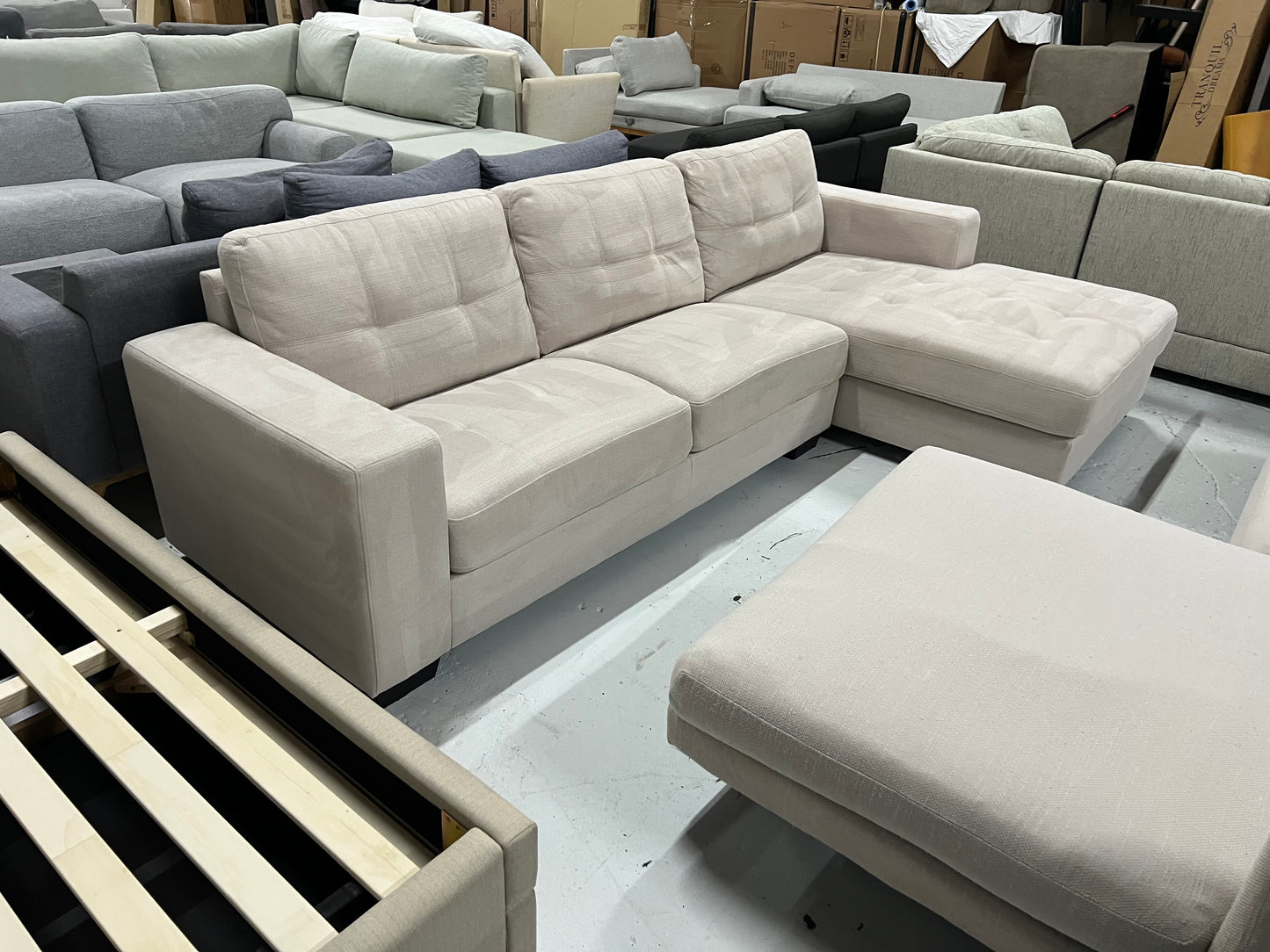 High Quality Fabric Sofa (Pre-Owned) All cushions attached and don’t move for ultimate comfort.