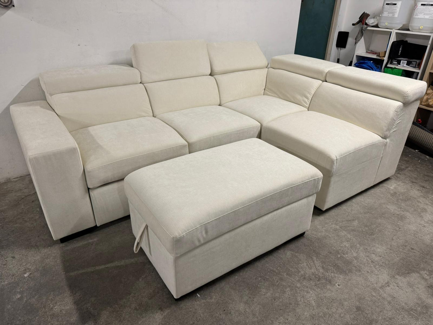 Oslo Luxe Reversible Pull-Out Sofa Bed with Adjustable Headrests & Storage – Cream Linen