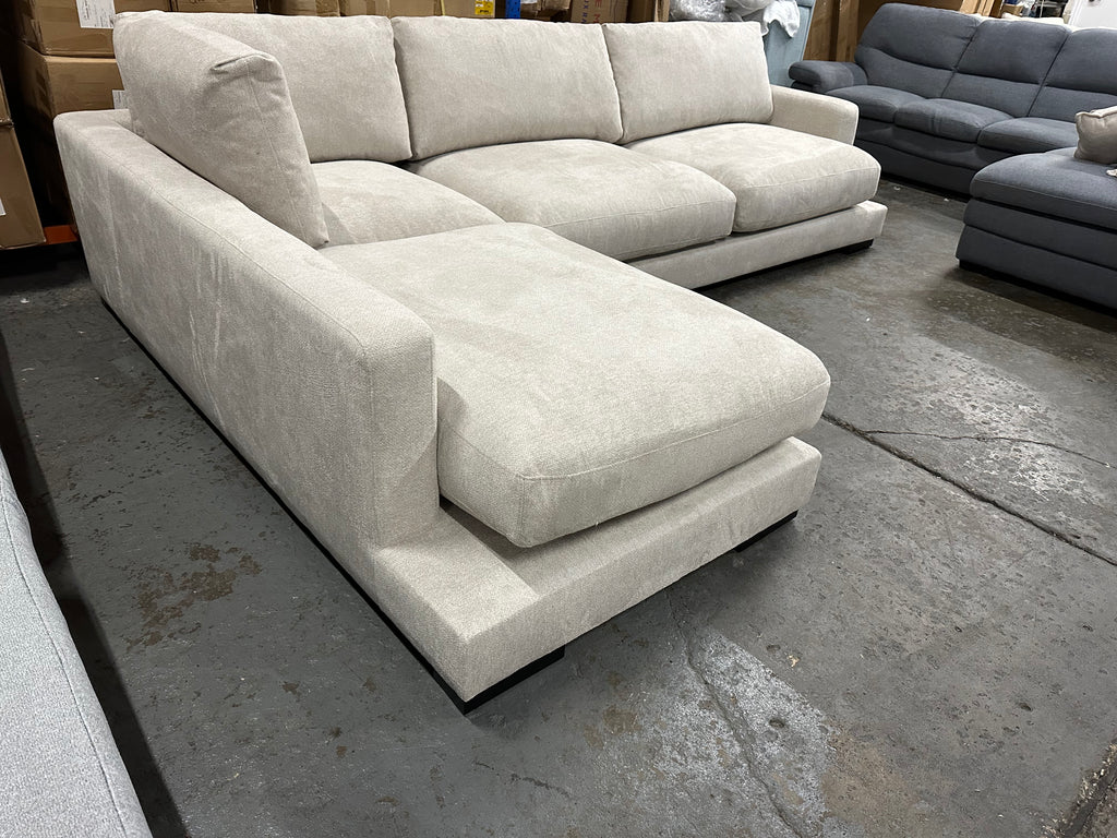 L-Shape Chaise Sofa with Pocket Spring, Foam & Feather Cushions