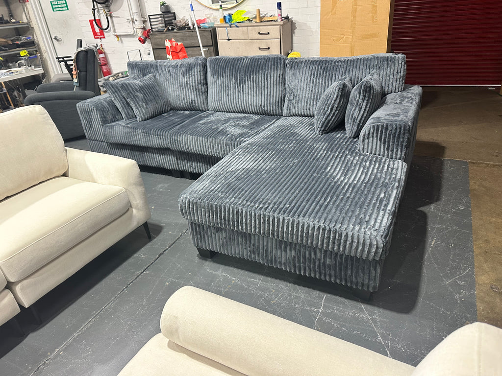 Noosa Reversible chaise corduroy L shape sofa. Removable and washable covers