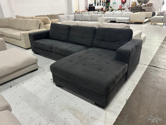 Dark grey Fabric L shape Sofa Bed (Pre-Owned) Fantastic furniture trivoli model