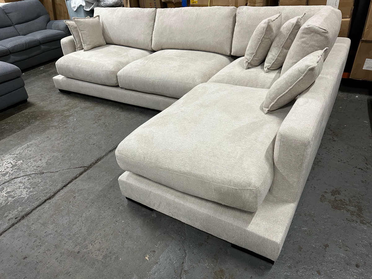 L-Shape Chaise Sofa with Pocket Spring, Foam & Feather Cushions