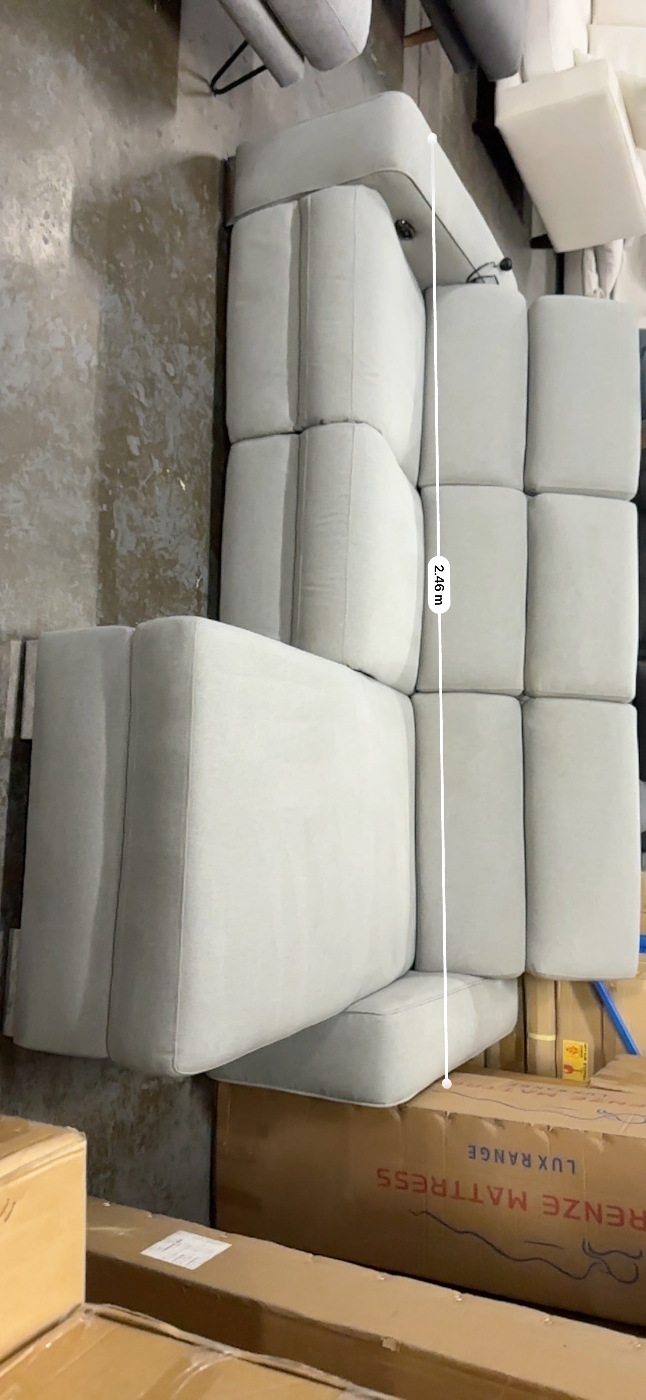 Nick Sclai Beautiful couch with super comfy seats. Light grey color. With electric recliner