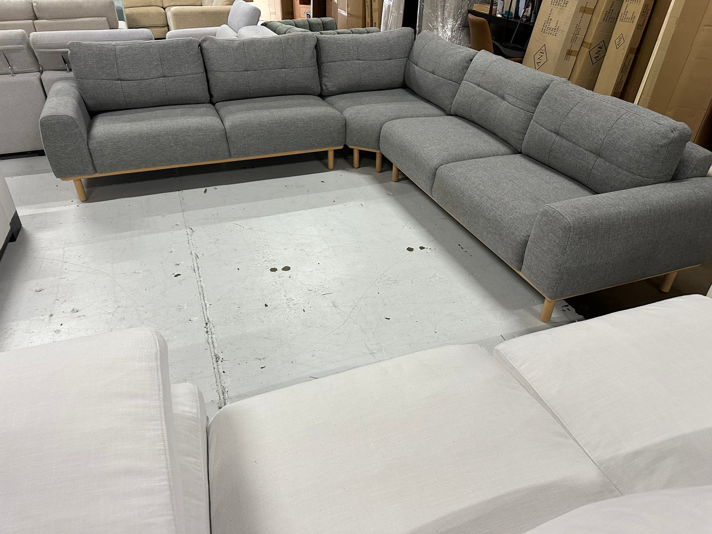 Dark grey color OzDesign chaise L shape Sofa (Pre-Owned). Perfect as new condition