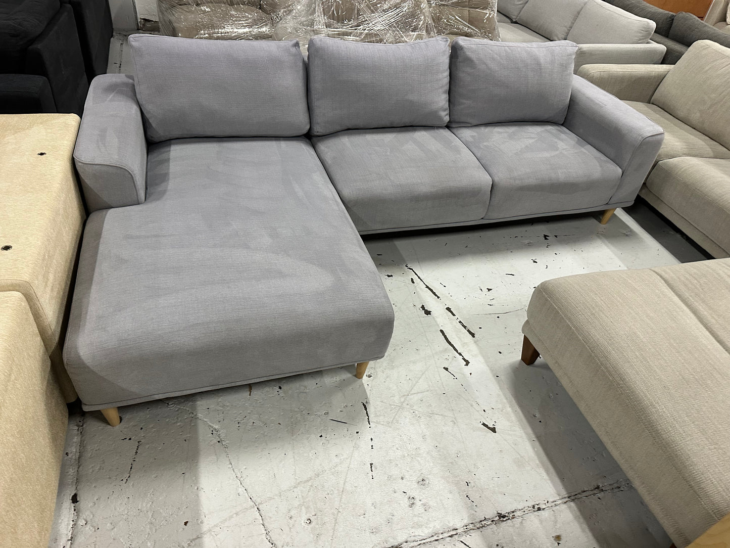 Great quality Light blue  L shape sofa. OzDesign brand.