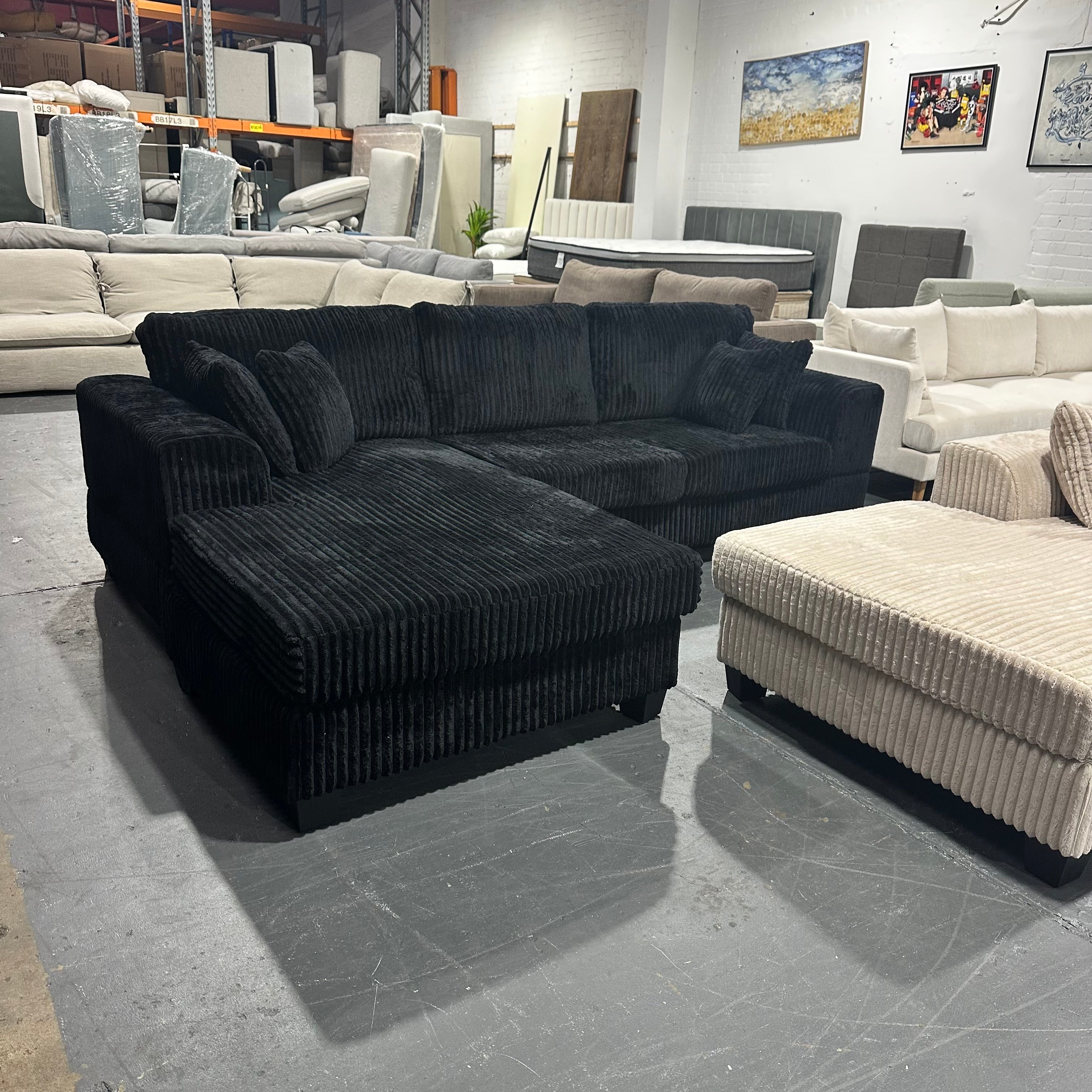 Luxury Corduroy L shape sofa. Reversible chaise