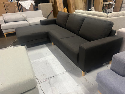 Great quality dark grey L shape sofa. Compact size perfect for city apartments