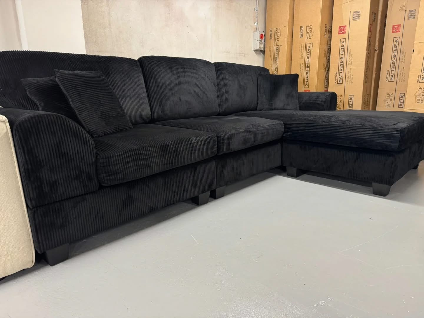 Noosa Reversible chaise corduroy sofa. Removable and washable covers