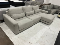 Domayne Furnitue  L-Shape Chaise Sofa – Beautiful light grey  color  | Professionally Cleaned
