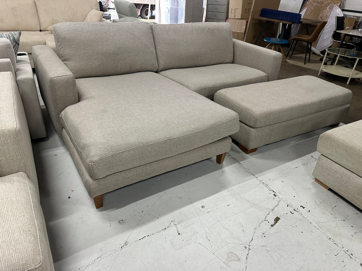 Plush sofas L shape with a matching long ottoman  Premium Modern Lounge