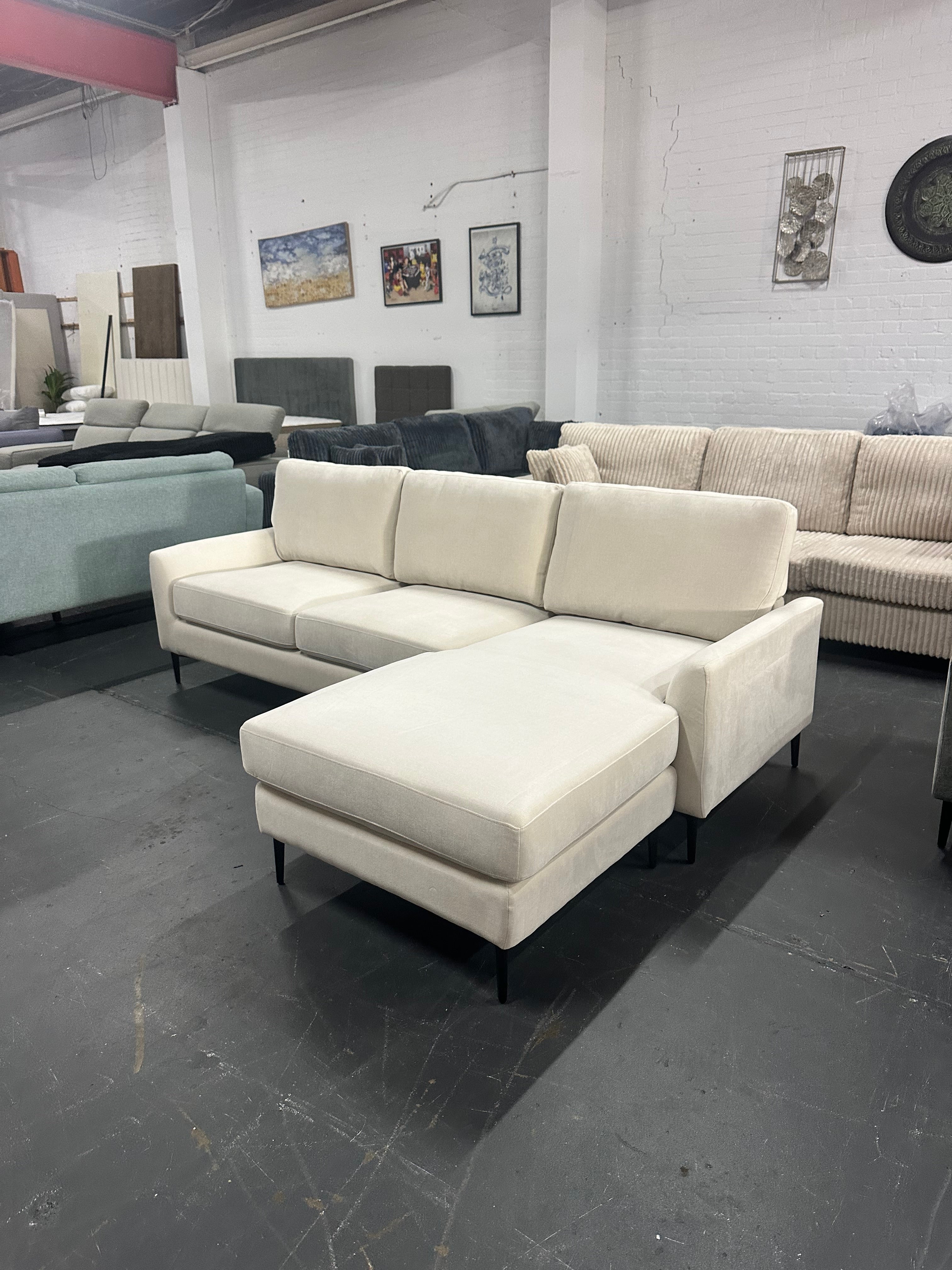 Aida Reversible Chaise Sofa – Cream